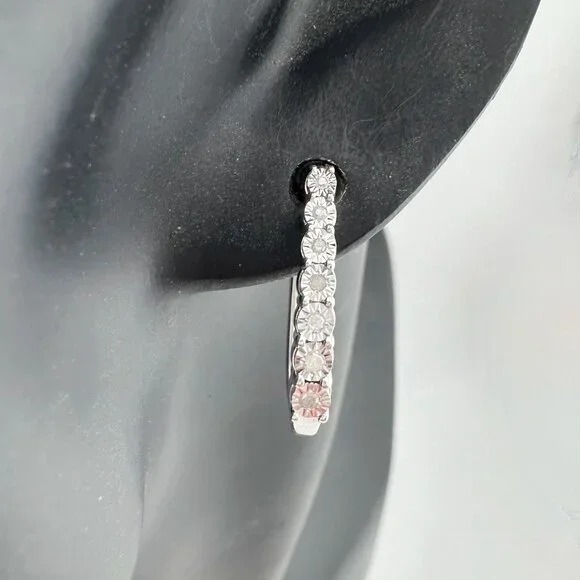 1/5 Carat Diamond Hoop Earrings - Picture 3 of 11
